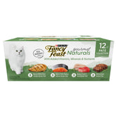 Fancy Feast front packaging showing variety pack and benefits