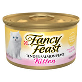 Fancy Feast front can view showing kitten salmon flavor and convenience