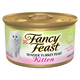 Fancy Feast front packaging showing kitten turkey feast and benefits