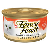 fancy feast front can showing salmon pate and convenient 3 oz portion benefits