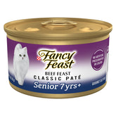 Fancy Feast senior beef front packaging showing product and benefits