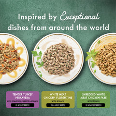 Fancy Feast shredded turkey close-up highlighting real poultry texture