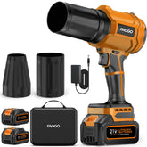 FAOGO blower front view showing orange housing and nozzle for strong airflow