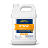 Farnam Bronco E front label on 128 oz refill, clear product identification and benefits