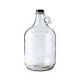 FastRack front view of 1 gallon clear glass jug showing capacity and label and convenient storage