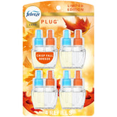 Febreze Crisp Fall Breeze front packaging showing four refills and clear benefit