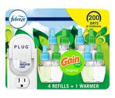 Febreze plug-in starter kit front view showing Gain scent and convenience