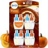 Febreze Pumpkin Roll front packaging showing four refills and scent name