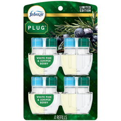 Febreze White Pine & Juniper Berry refill pack front showing scent and count benefit