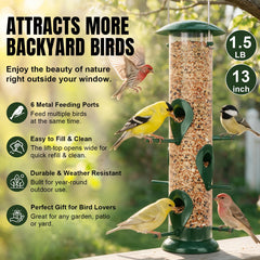 FEED GARDEN feeder with lift-up lid open for quick refill and mess-free filling