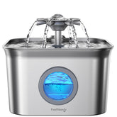 FEELNEEDY stainless steel fountain front view showing sleek durable design and easy access