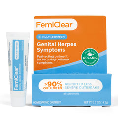 FemiClear front tube view showing compact relief ointment and portability