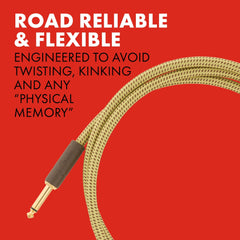 Fender Deluxe cable plugged into guitar showing reliable connection for live play