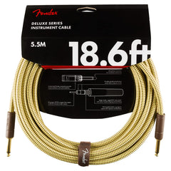 Fender tweed cable coiled showing full length and durable jacket, for reliable stage use