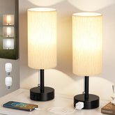 Fenmzee front view pair showing compact bedside lighting and tidy setup