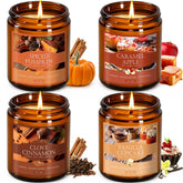 FF FRAGRFLOWING front packaging showing four autumn scented candles, ideal gift presentation