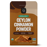 FGO front packaging of Ceylon cinnamon shows organic 16oz jar and clear label benefit