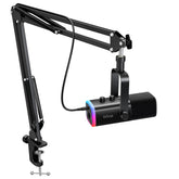 FIFINE AmpliGame AM8T front view showing microphone and grille, clear vocal capture