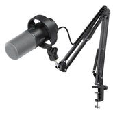 FIFINE front view showing mic and boom arm for stable recording