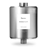 Filterbaby front view showing all‑metal shower filter and polished finish for durable performance