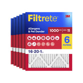 Filtrete front packaging showing 16x20x1 six-pack and benefits