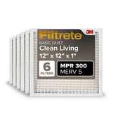 Filtrete front packaging showing 6-pack and benefits for cleaner home air