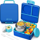 Fimibuke front view of closed bento box showing latch and handle for easy transport