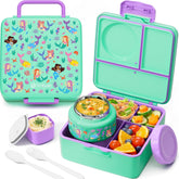 Fimibuke front view of closed lunch box showing vibrant pattern and portability benefit