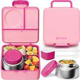 Fimibuke front view of packed lunch box showing compartments and handle for easy transport
