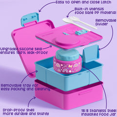 Fimibuke open shot showing 3–4 customizable compartments for portion control
