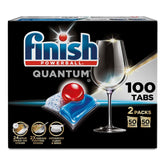 Finish Quantum front packaging showing 100 tabs and Powerball benefit
