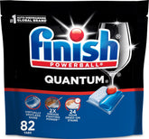 Finish Quantum front packaging showing 82 count and features for convenience