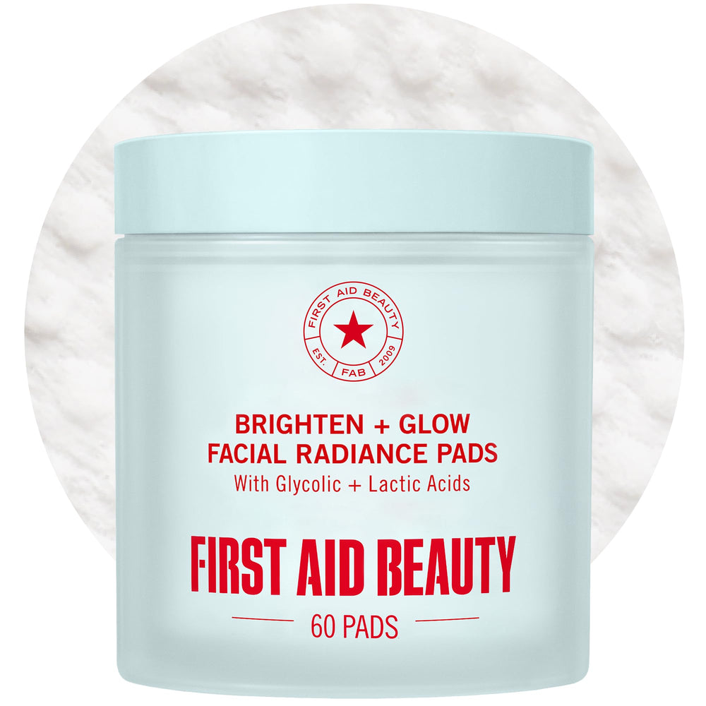 First Aid Beauty front packaging showing pad container and benefits