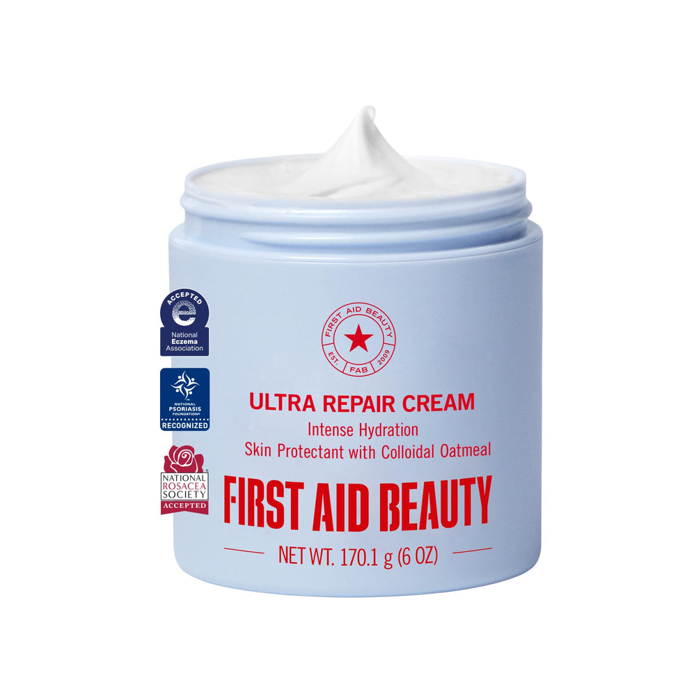 First Aid Beauty jar front view showing product branding and size benefit