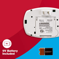 First Alert CO605 single button and label detail showing test and mute convenience