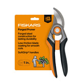 Fiskars front view showing durable forged steel handles and secure latch benefit longevity