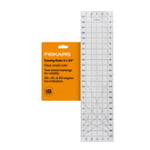 Fiskars front view of ruler showing full 6x24 size and clear markings for precise cuts