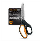 Fiskars Pro PowerArc front view showing full 10 inch shears and ergonomic shape