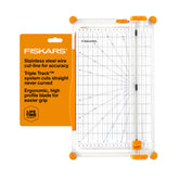 Fiskars front view showing full 12-inch trimmer and secure base for accurate cutting