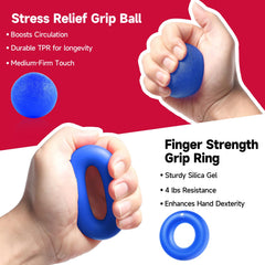 FitBeast grip ring and stress ball held in hand demonstrating portability and relief