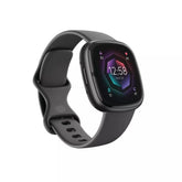 Fitbit Sense 2 front view in shadow grey showing display and watchband benefit: clear, modern design