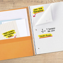Five Star interior pockets holding 8.5x11 handouts for secure storage