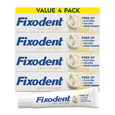Fixodent tube front packaging showing brand and clear product identity and benefit