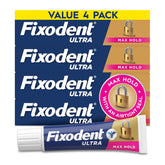 Fixodent front packaging showing Ultra Max Hold benefit and confidence