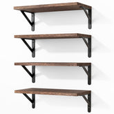 Fixwal front view brown set of four shelves showing neat wall display and storage benefit