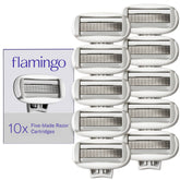 Flamingo front packaging showing 10 refill cartridges and value