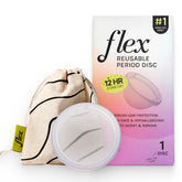 FLEX reusable disc front view showing compact design and benefits