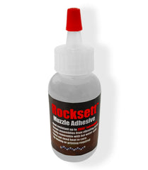 Flexbar Rocksett muzzle adhesive front bottle showing label and 1oz size for clear identification and easy selection