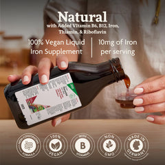 Floradix poured into spoon illustrating precise dosing and convenience