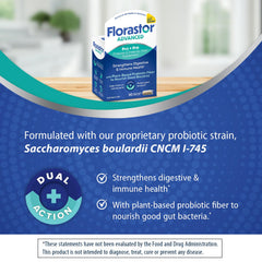 label detail showing Florastor strain and instructions, helps informed choice